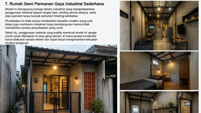 Model Rumah Kecil Semi Permanen 6x10 di Gang Sempit (AI)