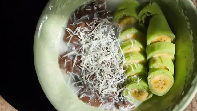 Es Pisang Ijo Vla Coklat