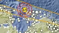 Gempa Magnitudo 4,9 mengguncang wilayah Supiori Papua, Senin (11/8/2025), pukul 15.03.49 WIB. (Liputan6.com/ Dok BMKG)