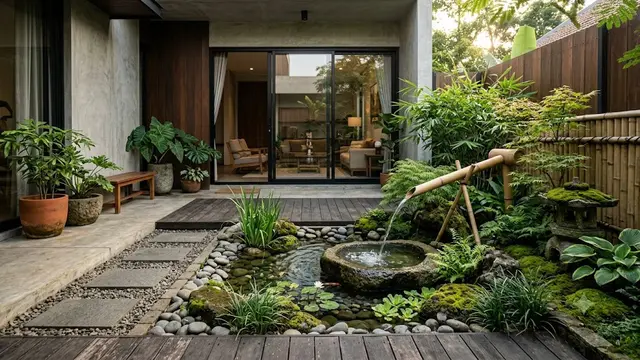 Inspirasi Kolam Mini Ala Jepang untuk Rumah Minimalis/AI Generated