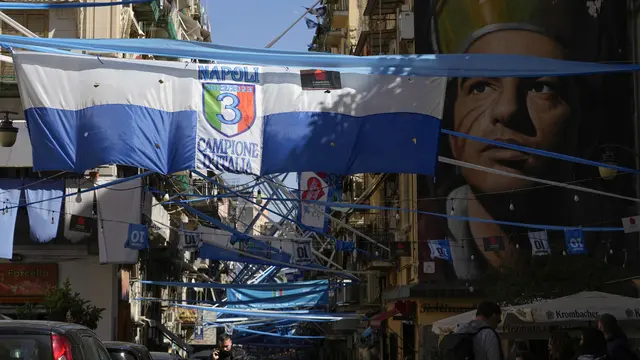 Pusat Kota Naples Italia Bersiap Sambut Gelar Scudetto Napoli
