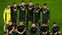 Skuat Manchester United saat menghadapi RB Leipzig di matchday keenam Liga Champions, Rabu (9/12/2020) dini hari WIB. (ODD ANDERSEN / AFP / POOL)