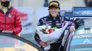 Isabelle Galmiche ditunjuk oleh Sebastian Loeb sebagai navigatornya menggantikan Daniel Elena usai berpisah pada tahun lalu. Mereka diminta M-Sport Ford World Rally Team (WRT) untuk turun di Reli Monte Carlo, lomba pembuka WRC 2022, akhir pekan lalu. (AFP/Valery Hache)