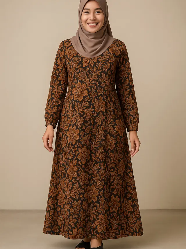Model Gamis Syari Bahan Jatuh Enggak Bikin Gerah/ Ilustrasi oleh AI