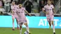 Aksi Lionel Messi dalam debutnya bersama Inter Miami pada pertandingan Piala Liga melawan Cruz Azul, Sabtu (22/7/2023) pagi WIB. (AP Photo/Lynne Sladky)