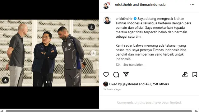 Ketua umum PSSI, Erick Thohir
