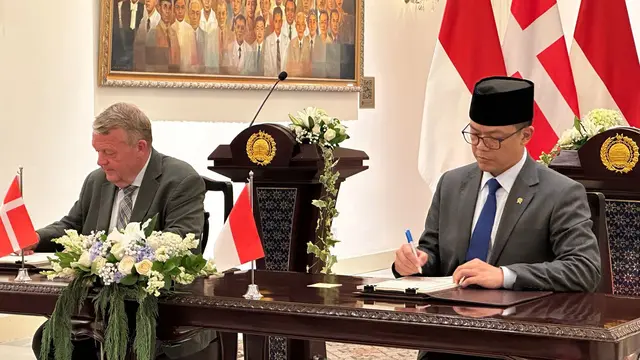 Pertemuan bilateral antara enteri Luar Negeri RI Sugiono dan Menteri Luar Negeri Denmark, H.E. Lars Løkke Rasmussen di Kemlu RI, Selasa (22/4/2025). (Liputan6.com/Benedikta Miranti)