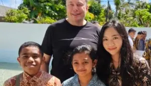 Felicia Dahayu,(tengah) siswi kelas V di SD , mendapat kesempatan langka bertemu dengan pesohor teknologi, CEO SpaceX sekaligus Tesla Inc, Elon Musk, di sela World Water Forum (WWF) ke-10, di Bali. (Istimewa)