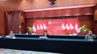 Kementerian Luar Negeri RI saat menggelar press briefing secara virtual pada Kamis (23/7/2020), yang membahas keterlibatan Indonesia dalam menjadi presiden DK PBB pada Agustus mendatang. (Photo credit: Kementerian Luar Negeri RI)