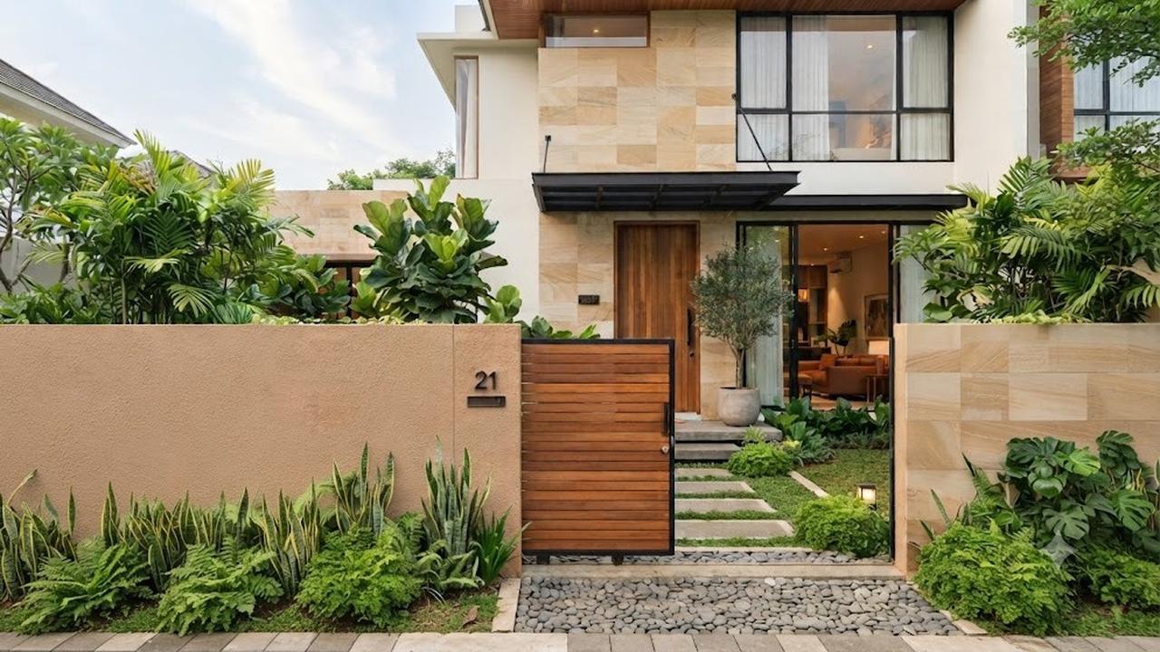 11 Inspirasi Pagar Tembok Warna Earthy Agar Rumah Terlihat Adem untuk Berbagai Gaya Rumah