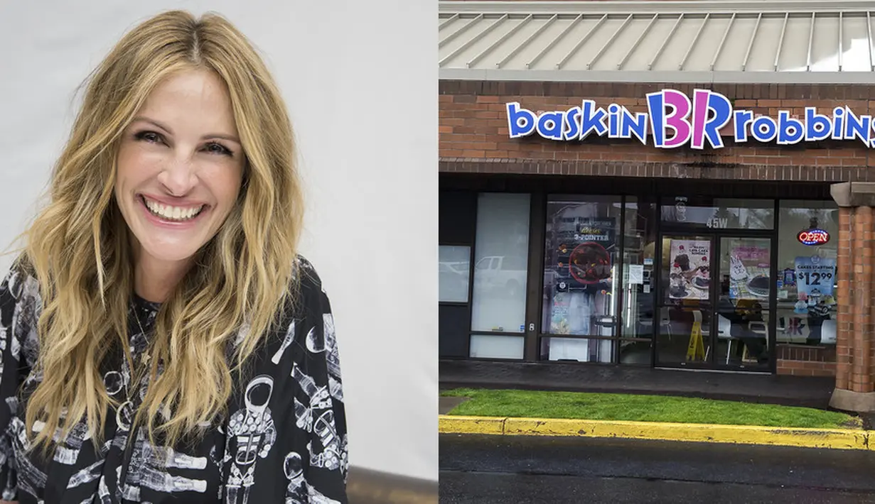 Julia Roberts pernah bekerja di Basking Robbins sebagai penyekup es krim. (Getty Images-Cosmopolitan)