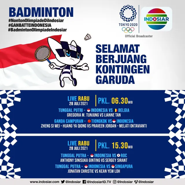 Jadwal Bulu Tangkis di Indosiar