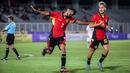 <p>Pemain Timor Leste U-20, Luis Figo merayakan golnya ke gawang Timnas Indonesia U-20 pada laga Grup F Kualifikasi Piala Asia U-20 2025 di Stadion Madya, Senayan, Jakarta, Jumat (27/09/2024). (Bola.com/Bagaskara Lazuardi)</p>