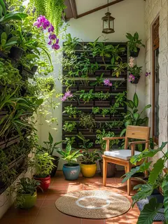 Model Teras Rumah Sempit Tapi Tampil Asri dengan Tanaman. (Foto: AI)