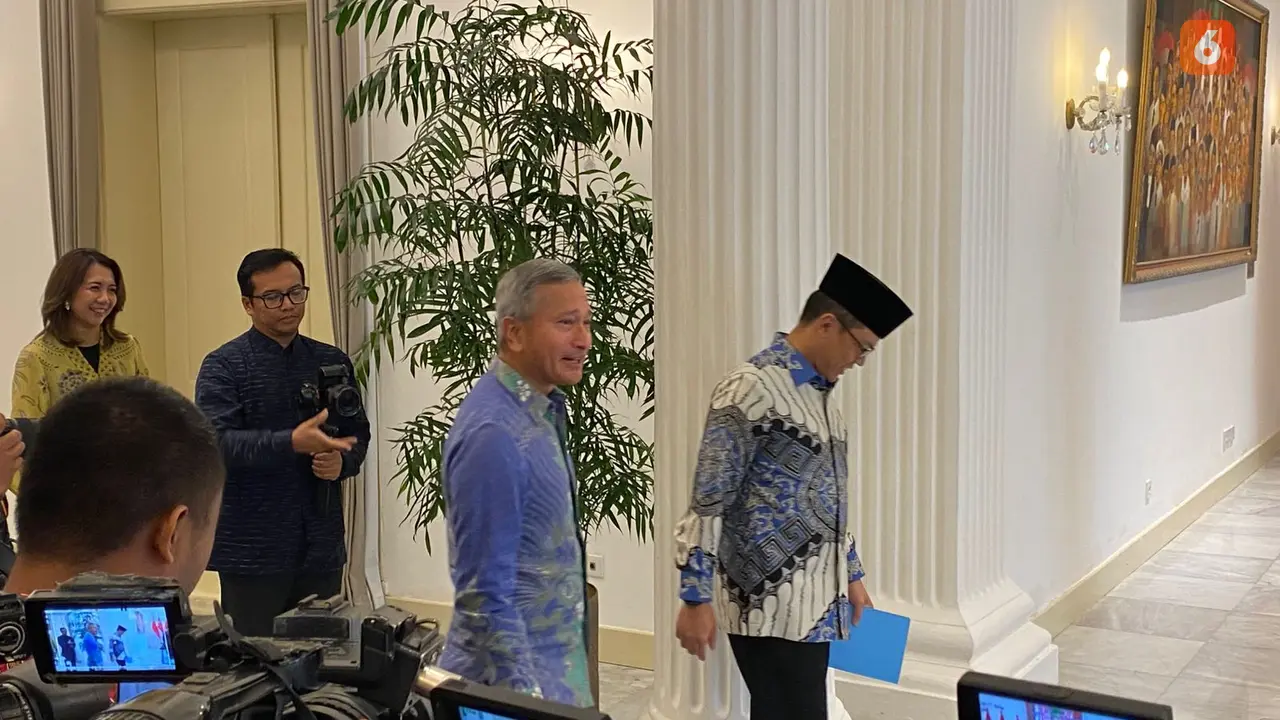 Menlu Singapura Vivian Balakrishnan pada Selasa (12/5/2026) di Jakarta, menyampaikan duka atas tewasnya tiga pendaki di Gunung Dukono, Maluku Utara, terdiri dari satu WNI dan dua warga Singapura. (Dok. Liputan6.com/Teddy Tri Setio Berty)