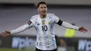 Kemenangan Argentina atas Bolivia di laga lanjutan kualifikasi Piala Dunia 2022 zona Amerika Latin berkat tiga gol yang diciptakan oleh Lionel Messi. (Foto: AFP/Pool/Juan Ignacio Roncoroni)