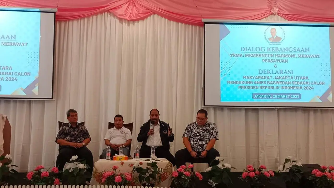 Dialog Kebangsaan mengusung tema, ”Membangun Harmoni, Merawat Persatuan” menghadirkan narasumber di antaranya Damian Billo (Ketua Dewan Penasehat Laskar AMAN), Indra Charismiadji (Jubir Laskar AMAN) dan Shephard Supit (Dewan Pakar Laskar AMAN) (Istimewa)