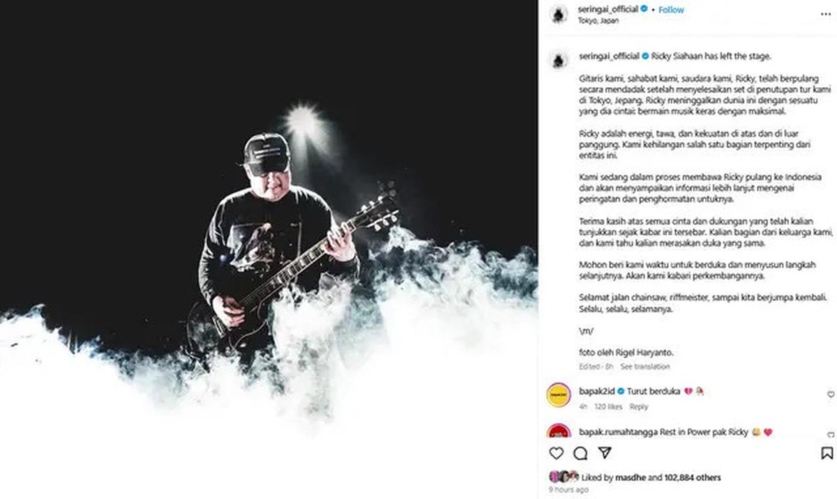 Jenazah Ricky Siahaan Gitaris Seringai Tiba di Tanah Air Besok, 24 April 2025 Petang