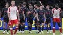 Selebrasi para pemain Manchester City setelah Jason McAtee (tengah) mencetak gol pertama ke gawang Bayern Munchen pada laga pramusim 2023/2024 bertajuk Audi Football Summit di Stadion Nasional Tokyo, Jepang, Rabu (26/7/2023) malam WIB. (AP Photo/Shuji Kajiyama)