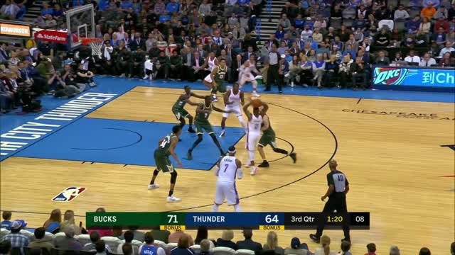 Berita video game recap NBA 2017-2018 antara Milwaukee Bucks melawan Oklahoma City Thunder dengan skor 97-95.