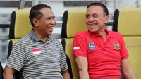 Menpora Zainudin Amali dan Ketua Umum PSSI, Mochamad Iriawan, di Stadion Wibawa Mukti, Cikarang, Senin (13/1/2020). (Bola.com/Zulfirdaus Harahap).