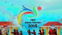 Tampilan utuh logo Asian Games ke-18 yang diluncurkan pada perayaan Hari Olahraga Nasional ke-32 di Istora Senayan Jakarta, Rabu (9/9/2015). Haornas ke-32 bertema Gelorakan Budaya Olahraga untuk Indonesia Hebat. (Liputan6.com/Helmi Fithriansyah) 