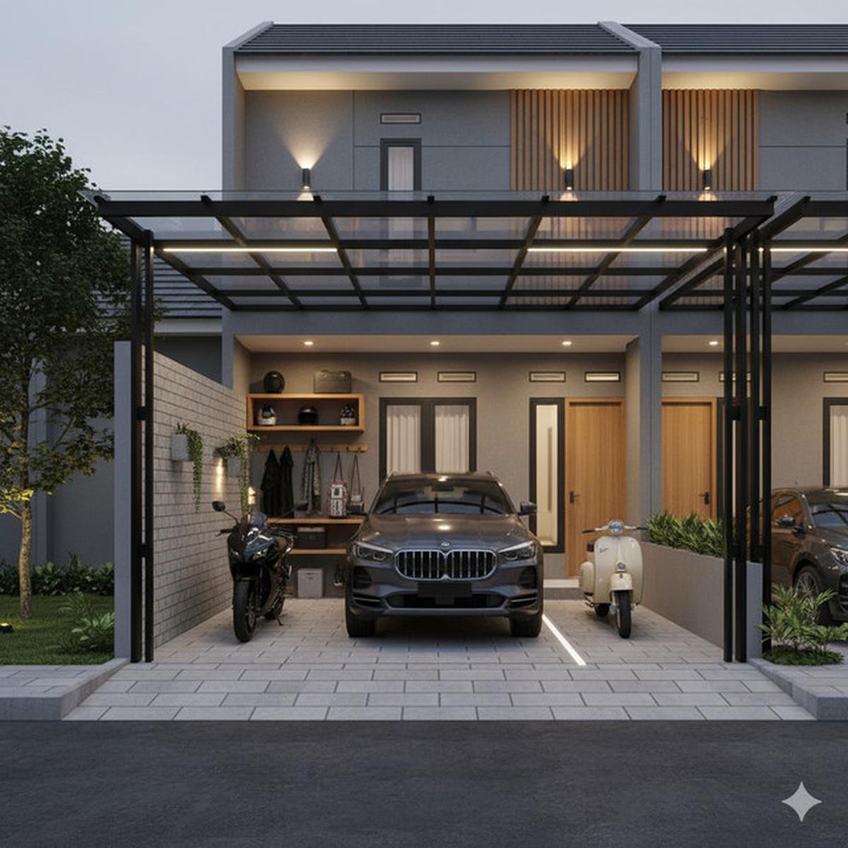 8 Inspirasi Carport Minimalis untuk 1 Mobil 2 Motor di Lahan Sempit 2025