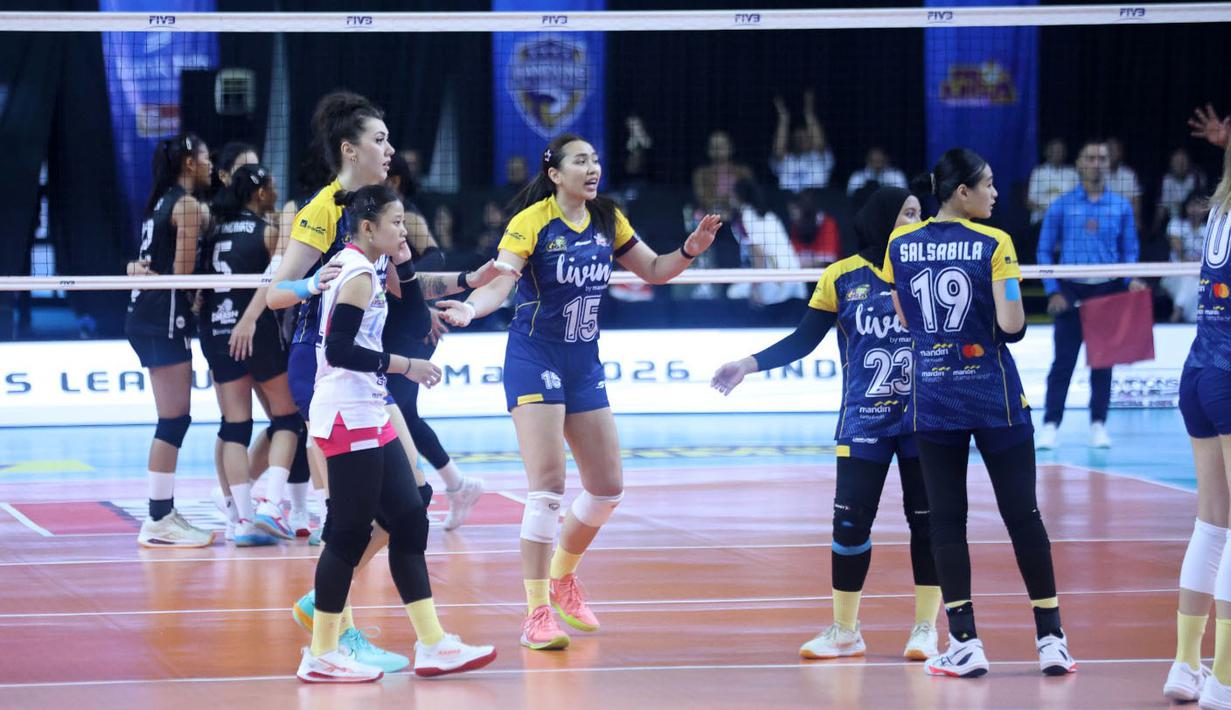 Kemenangan perdana ini menjadi momentum krusial bagi Yolla Yuliana dan kolega untuk merangkak naik di klasemen putaran pertama seri ketiga ini. (Dok. PBVSI)