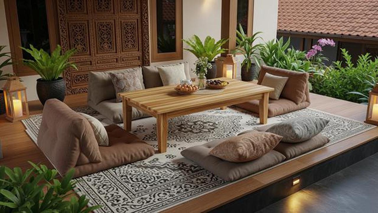 7 Desain Teras Rumah Konsep Lesehan Fungsional untuk Pengajian dan Acara Keluarga
