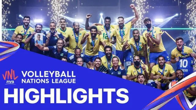 VIDEO: Tim Putra Brasil Raih Emas Pertama di Volleyball Nations League 2021 Usai Kalahkan Polandia