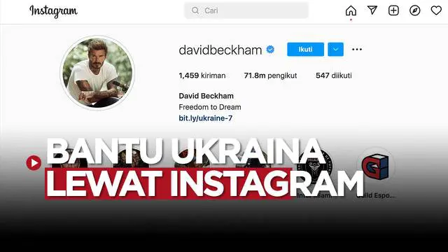 Berita video aksi inspiratif David Beckham persilahkan dokter di Ukraina memakai akun Instagramnya.