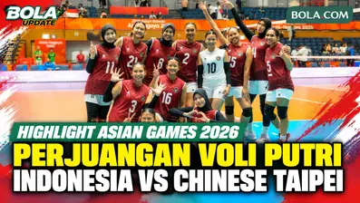 Highlight pertandingan voli putri Indonesia vs Chinese Taipei pada perebutan posisi kelima Asian Games Aichi-Nagoya 2026. Tim Merah Putih harus mengakui keunggulan Chinese Taipei dengan skor 0-3 (15-25, 20-25, 11-25) dan mengakhiri perjuangan di Asia...