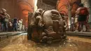 Pengunjung berjalan melewati kolom Medusa di Basilika Cistern era Bizantium di Istanbul, Turki, Rabu, 27 Juli 2022. Letaknya di bawah tanah kota Istanbul. Dari luar terlihat sederhana, karena sebagian besar struktur ini memang terletak di bawah tanah. (AP Photo/Emrah Gurel)