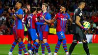 Barcelona menang 3-1 atas Celta Vigo pada laga pekan ke-36 La Liga di Camp Nou, Rabu (11/5/2022) dini hari WIB. Dua dari tiga gol Barca disumbangkan Pierre-Emerick Aubameyang. (AP Photo/Joan Monfort)