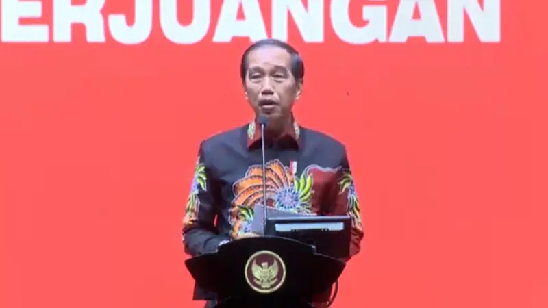 Presiden Jokowi memberi sambutan di acara HUT ke-50 PDIP. (Foto: Youtube PDI Perjuangan)