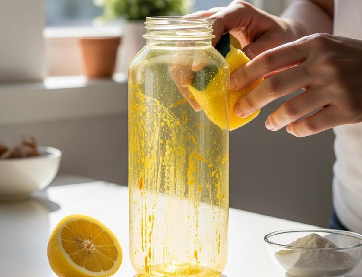 Cara Menghilangkan Bekas Kunyit di Botol Minum (AI Generated)