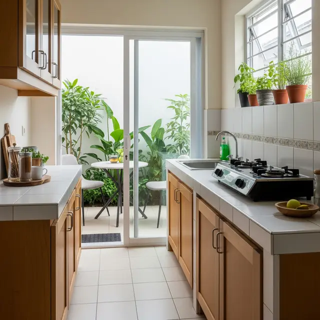 9 Inspirasi Dapur Sempit tapi Rapi dengan Pencahayaan Alami, Desain Efisien