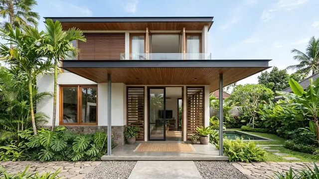 Ide kanopi rumah mungil yang tidak membuat tampilan fasad terasa penuh model kanopi datar untuk area teras