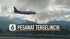 Sesaat sebelum mendarat, pesawat tampak miring dan keluar asap di sayap bagian kiri.