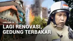 Gedung yang masih dalam tahap renovasi di Jalan Cikini Raya, Menteng, Jakarta Pusat, terbakar. Api yang berkobar nyaris menyambar gedung sekolah yang berada di sebelahnya.