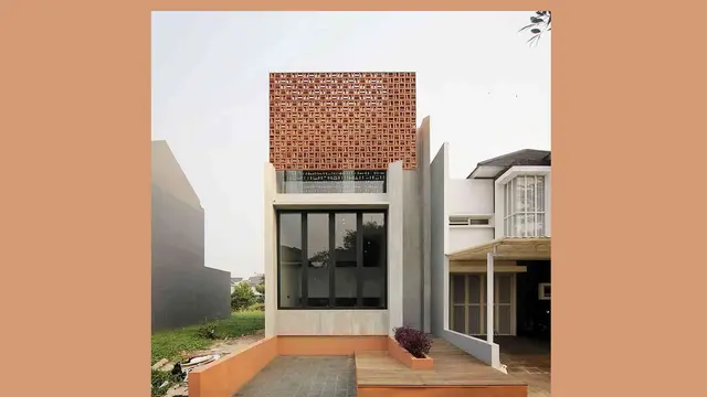 Desain Rumah Industrial Minimalis Mungil dengan Roster Terakota Cantik