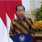 Presiden Joko Widodo (Jokowi) pada Pembukaan Rakornas Pengawasan Intern Pemerintah Tahun 2022 di Istana, Selasa (14/6/2022). Seorang perdana menteri menelepon Jokowi untuk meminta dikirimkan minyak goreng.