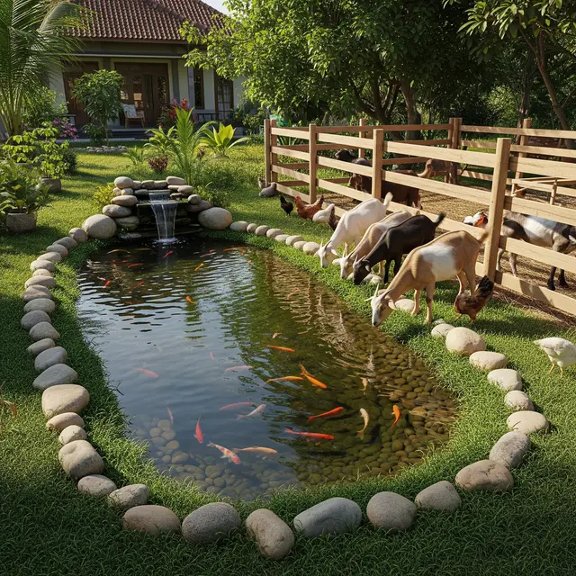 Kolam Ikan Mini di Pekarangan Rumah yang Airnya Bisa untuk Minum Ternak (Gemini AI)
