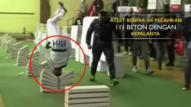 Atlet Bosnia Ini Pecahkan Ratusan Beton dengan Kepalanya