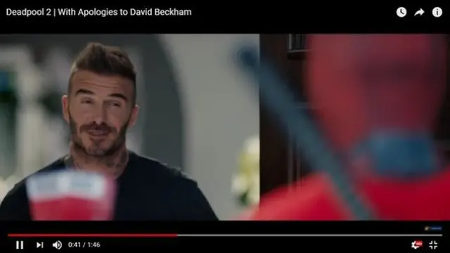 Cuplikan klip promo DEADPOOL 2 bersama David Beckham. © 20th Century Fox Youtube