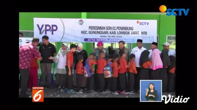 Yayasan Pundi Amal Peduli Kasih meresmikan gedung baru SDN 1 Penimbung, Lombok Barat, yang pembangunannya mendapatkan bantuan dari pemirsa SCTV dan Indosiar.