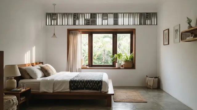 Roster minimalis untuk ventilasi kamar yang tetap terang dan terjaga privasinya model motif garis untuk ventilasi atas jendela