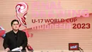 <p>Ketua Umum PSSI, Erick Thohir, menjadi pembicara dalam acara&nbsp;Drawing Piala Dunia U-17 2023 di Studio 2 Indosiar, Jakarta, Jumat (15/9/2023). (Bola.com/Bagaskara Lazuardi)</p>