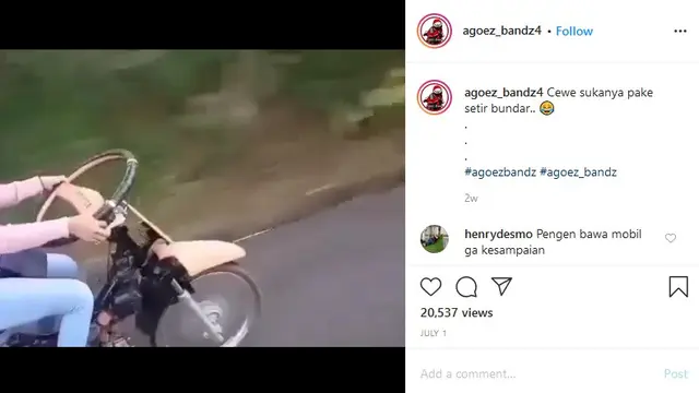 wanita modifikasi motor pakai setir mobil