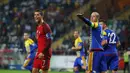 Cristiano Ronaldo berteriak saat memprotes wasit pada kualifikasi Piala Dunia 2018  melawan Andorra di Municipal de Arouca stadium, Aveiro, Sabtu (8/10/2016) dini hari WIB. (REUTERS/Rafael Marchante)